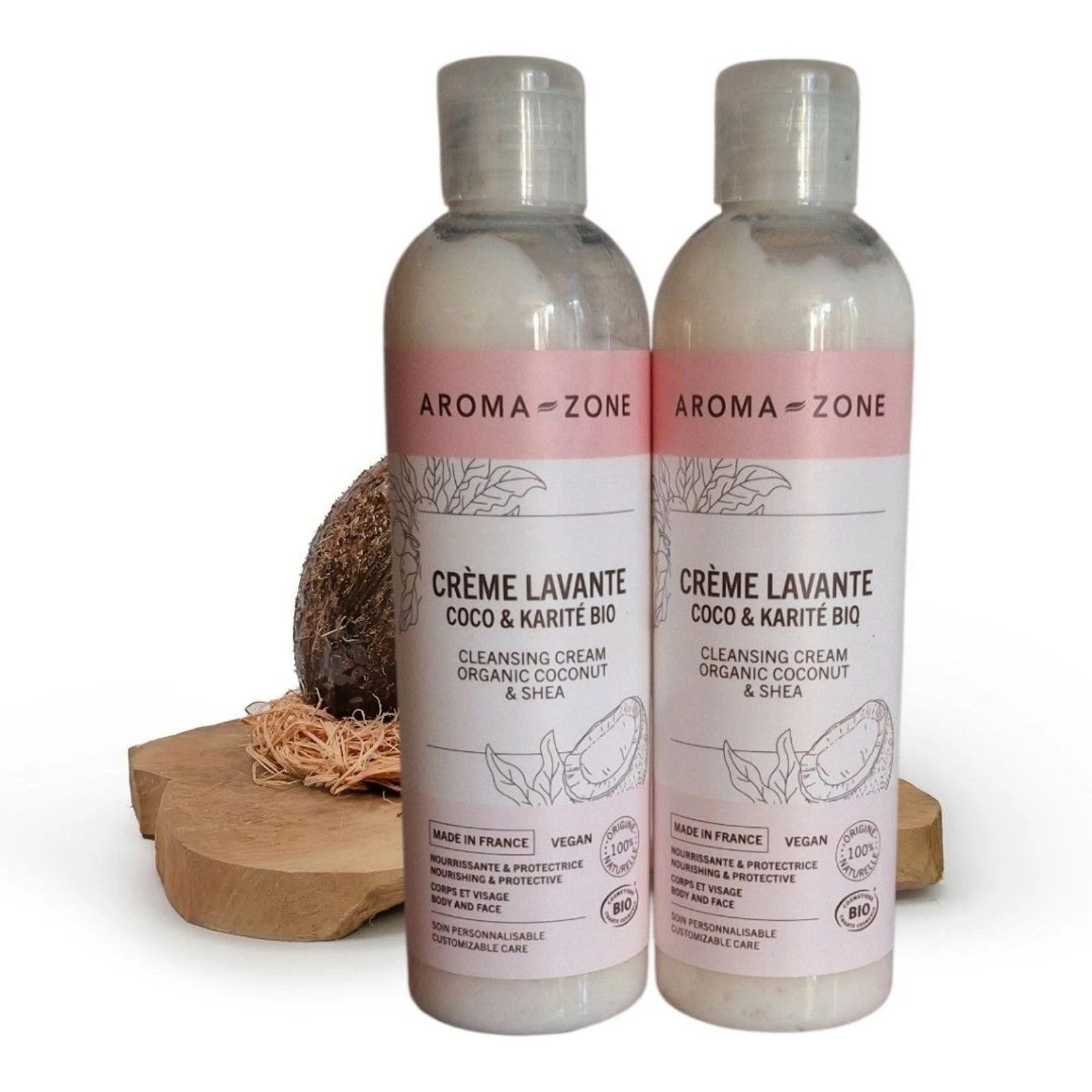 Lot de deux crèmes lavantes Coco et Karité Bio visage et corps Aroma-Zone 🥥